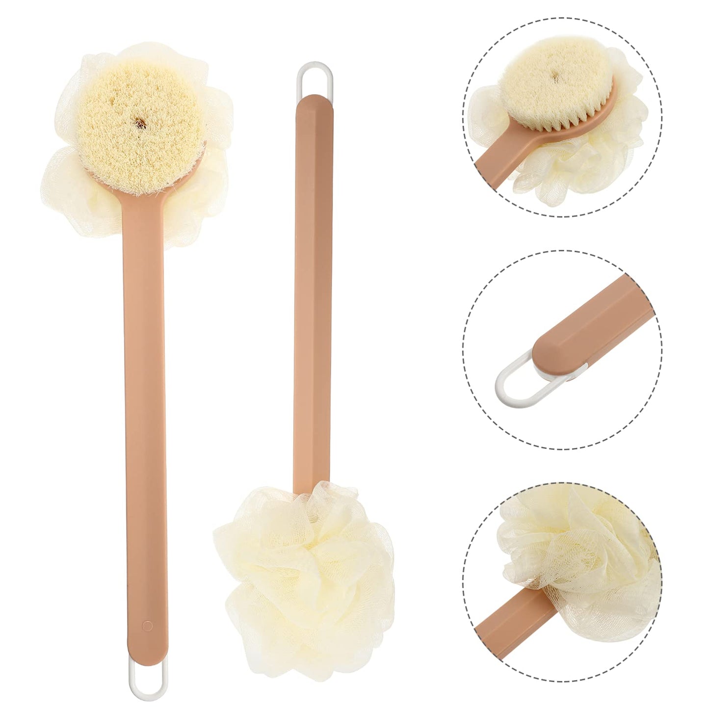 Uonlytech Bath Brush Handle Mesh Shower Scrubber for Body Cleaning Soft Bath Sponge for Men and Women Convenient Storage Gentle Exfoliation Beauty and Personal Care Uonlytech