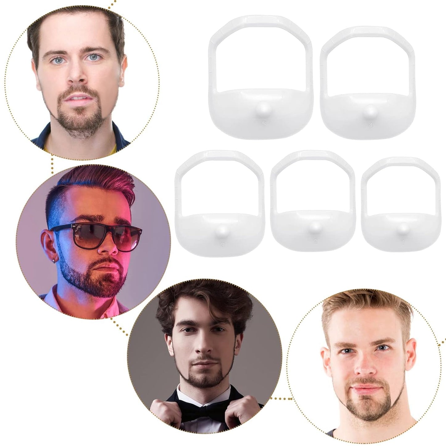 5pcs/Set Black & White Beard Shaping Tool - Styling Template & Guide For Goatee & Full Beard Grooming(White) Beauty and Personal Care UNSFZLUZI