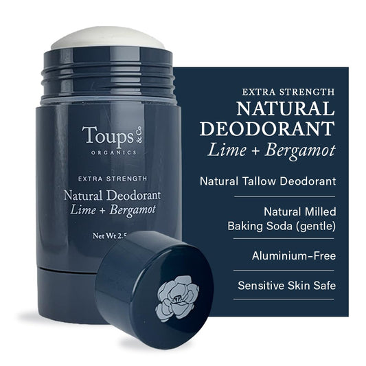 Toups & Co Natural Extra-Strength Deodorant-Lime & Bergamont - Aluminum-Free Odor Protection - With Grass-Fed Tallow & Magnesium - Baking Soda Beauty and Personal Care Toups and Co