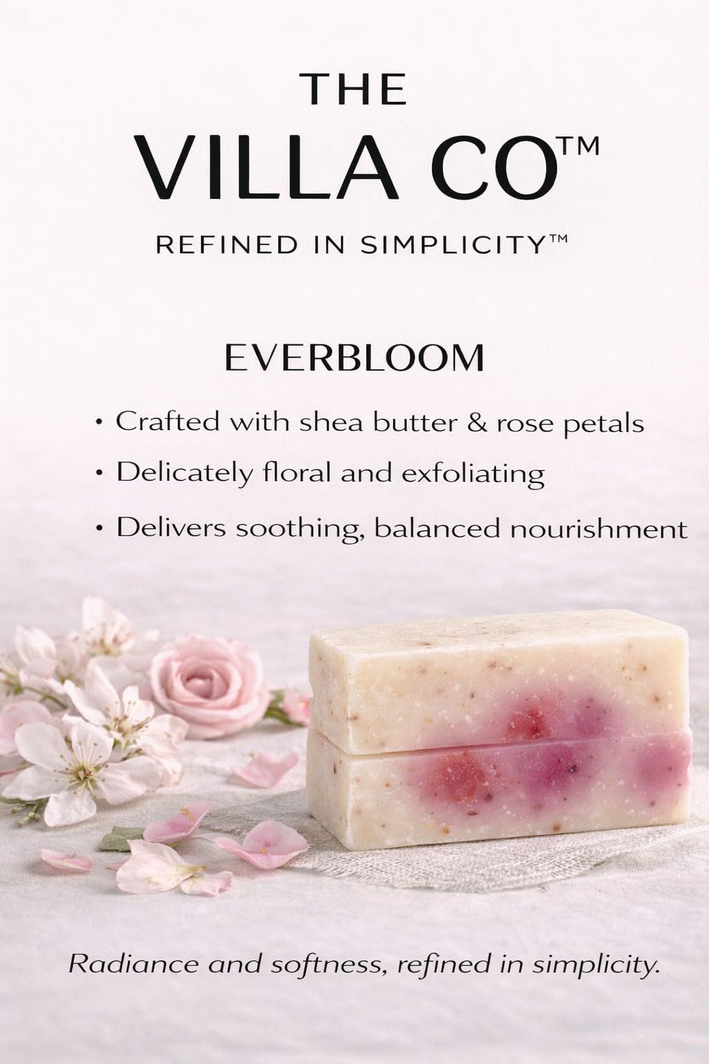 The Villa Co - Ever Bloom | Body Bar Crafted with Rose Petals & Botanicals | A Fresh & Radiant Cleanse With Natural Simplicity Beauty & Personal Care The Villa Co