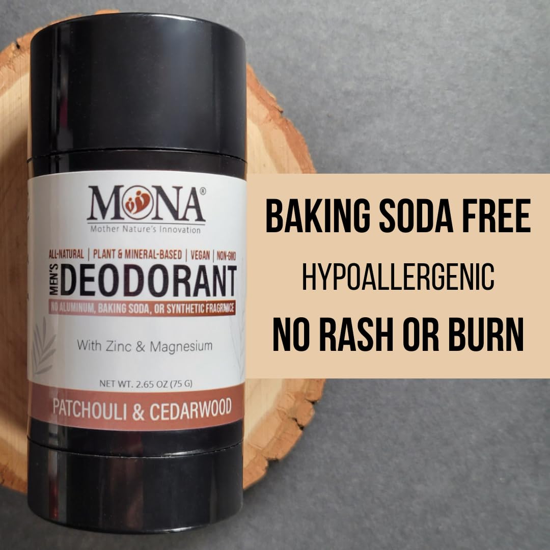 All Natural Deodorant for Men Aluminum Free - Hypoallergenic Men's Deodrant, Magnesium Deodorant for Sensitive Skin - Absorbs Sweat - Won’t stain Beauty and Personal Care MONA
