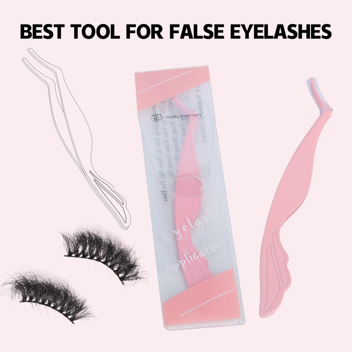Pretty memory Eyelash Applicator Tool DIY False Curved Eyelash Extension Tweezer for Volume Lashes Application and Removal, Pink Beauty & Personal Care Pretty memory