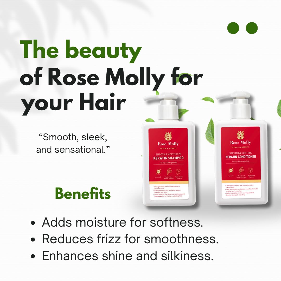 Rose Molly Keratin Shampoo and Conditioner for Dry, Damaged Hair Beauty & Personal Care Rose Molly