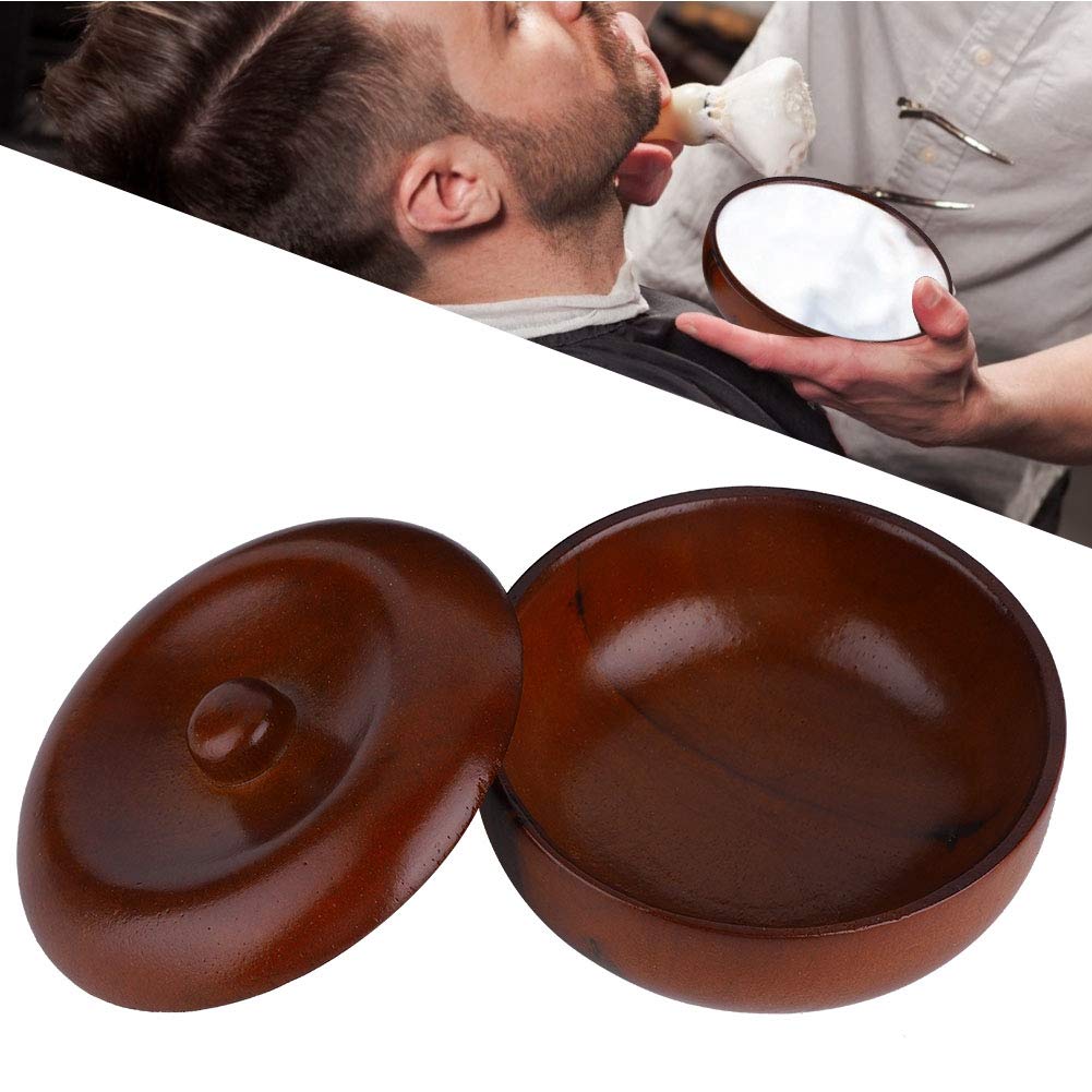 Buachois Wooden Shaving Soap Bowl with Lid, Durable Portable Traditional Wet Shaving Bowl for Cream and Soap, Easy to Clean, Travel Size Beauty and Personal Care Buachois