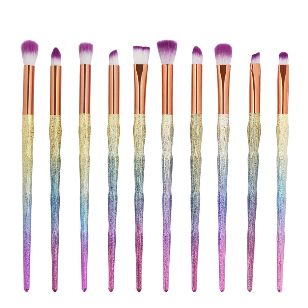MIPPER 10pcs Diamond Handle Eye Makeup Brushes?Eyebrow Eye shadow Eyeliner Nasal shadow Cosmetics Brush Tool (mix color) Beauty & Personal Care MIPPER