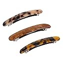 3PCS French Tortoise Shell Automatic Hair Barrettes and Retro Clasps for Women's Thick Medium Volume Hair (Sakura Pink, Ivory, Lavender) Beauty & Personal Care Folansy