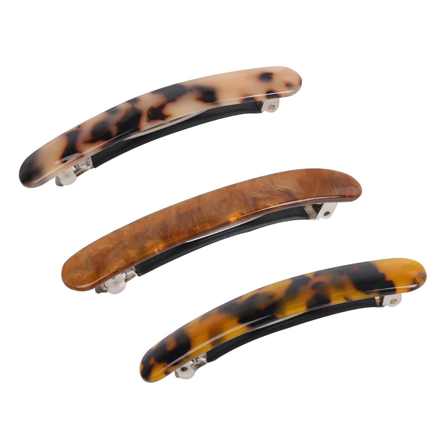 3PCS French Tortoise Shell Automatic Hair Barrettes and Retro Clasps for Women's Thick Medium Volume Hair (Sakura Pink, Ivory, Lavender) Beauty & Personal Care Folansy