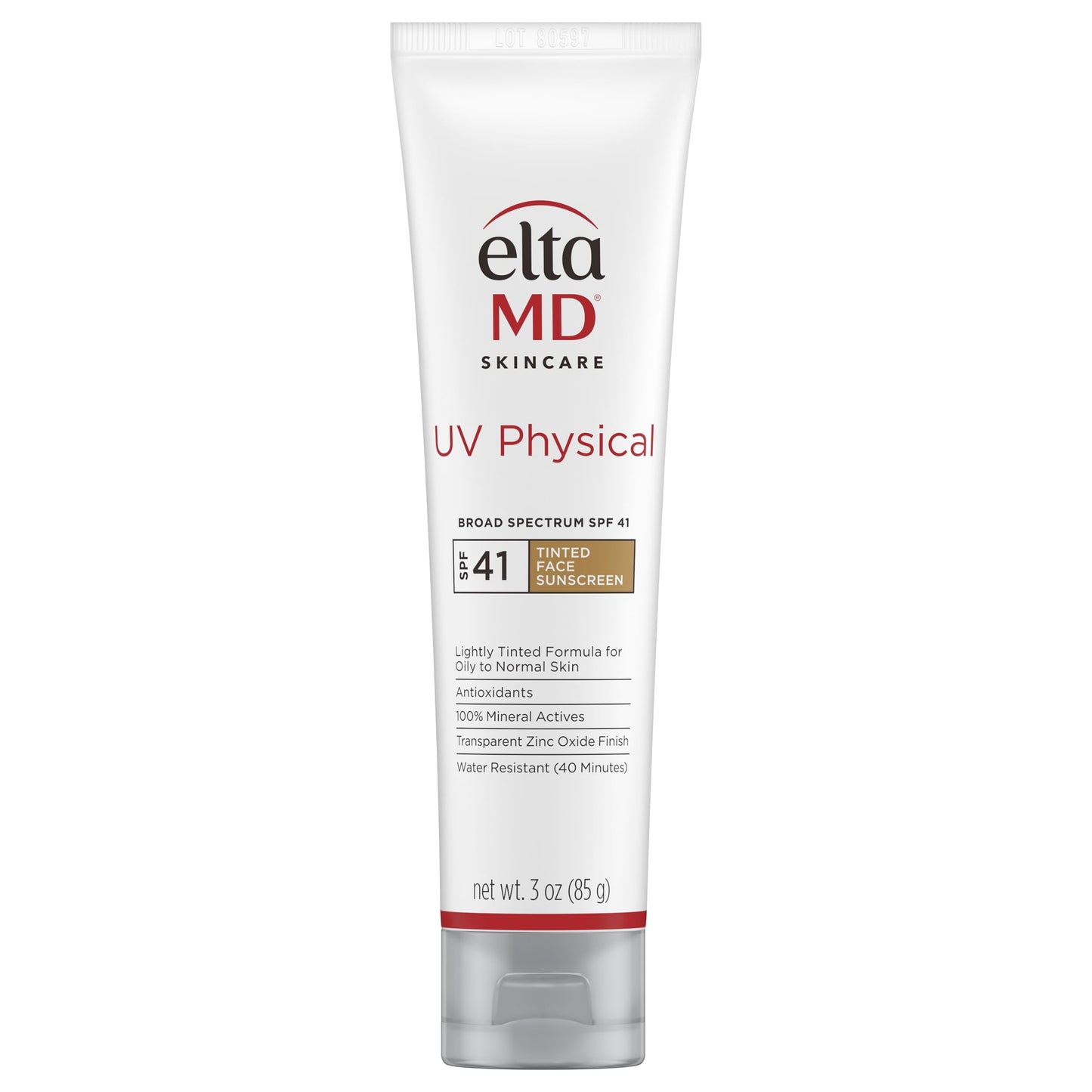 EltaMD UV Physical Tinted Mineral Sunscreen for Face SPF 41, 100% Mineral Actives Tinted Face Lotion, Water Resistant, Paraben-Free, Transparent Zinc Beauty & Personal Care EltaMD