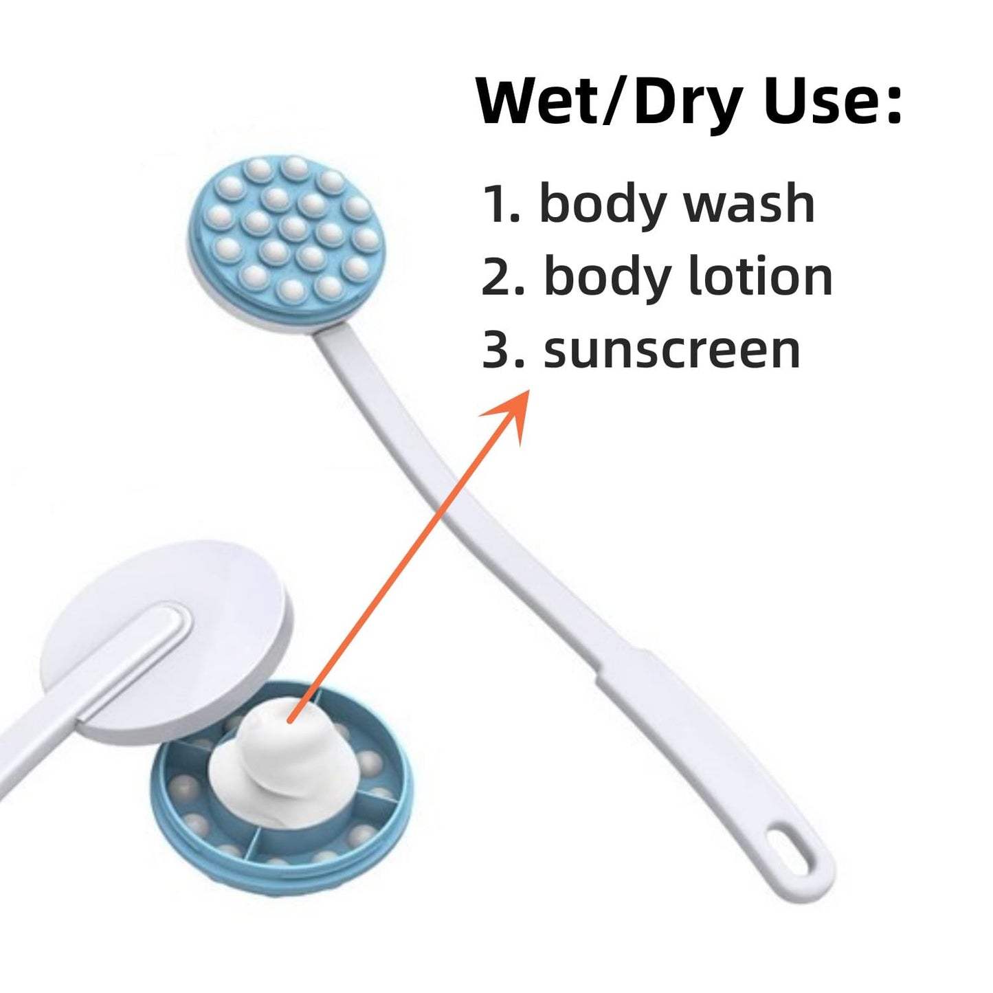 Rotekt1740 Handled Lotion Oil Cream Applicator, Body Leg Bath Brush Massager, Massaging Tool for Back Arms Legs Beauty and Personal Care Rotekt1740