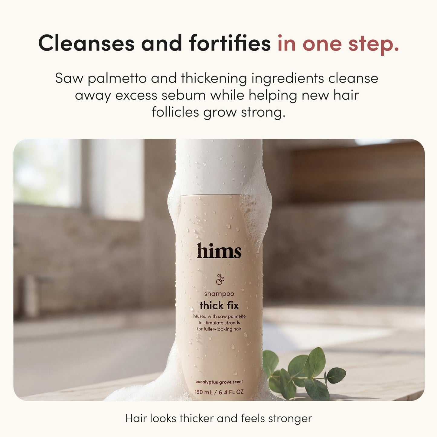 hims Thick Fix Shampoo - Saw Palmetto for Healthy Hair Growth & Thickening - Scalp Cleansing - Vegan, Sulfate-Free & Cruelty-Free - Eucalyptus Scent Beauty and Personal Care HIMS & HERS