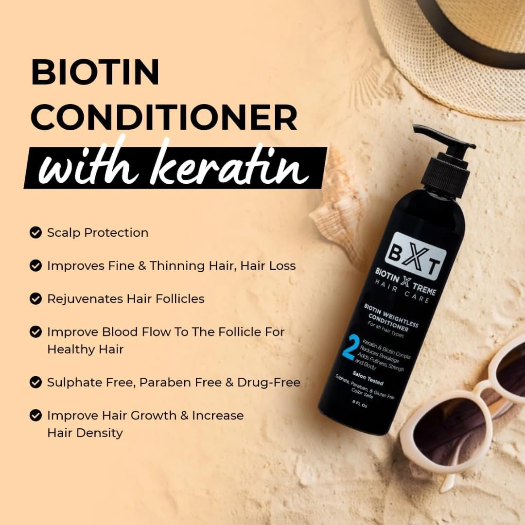 Biotin X Treme Hair Care Biotin Shampoo and Conditioner Set - Natural DHT Blocker for Hair Growth & Thinning Hair - Sulfate & Paraben Free Thickening Beauty & Personal Care Biotin X Treme Hair Care