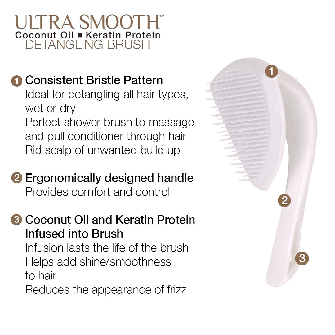 Cricket Ultra Smooth Coconut Detangling Brush for Wet, Dry Hair Anti-Frizz Detangler Shower Hairbrush with Coconut Oil and Keratin Protein Infused Beauty & Personal Care Cricket