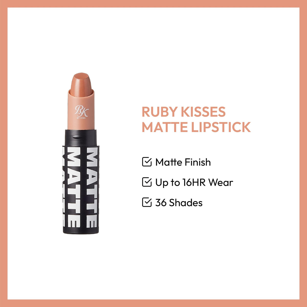 Kiss Ruby Kisses Matte Lipstick Brown Sugar (3ml) Beauty & Personal Care Ruby Kisses