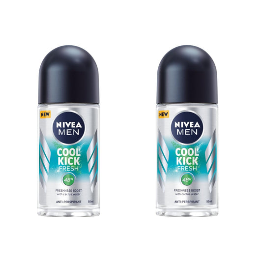 NIVEA Men Cool Kick Fresh Roll-On Deodorant 50ml, 48H Antiperspirant, Cactus Water, Cooling Sensation, Alcohol-Free, Dermatologically Tested Beauty and Personal Care NIVEA