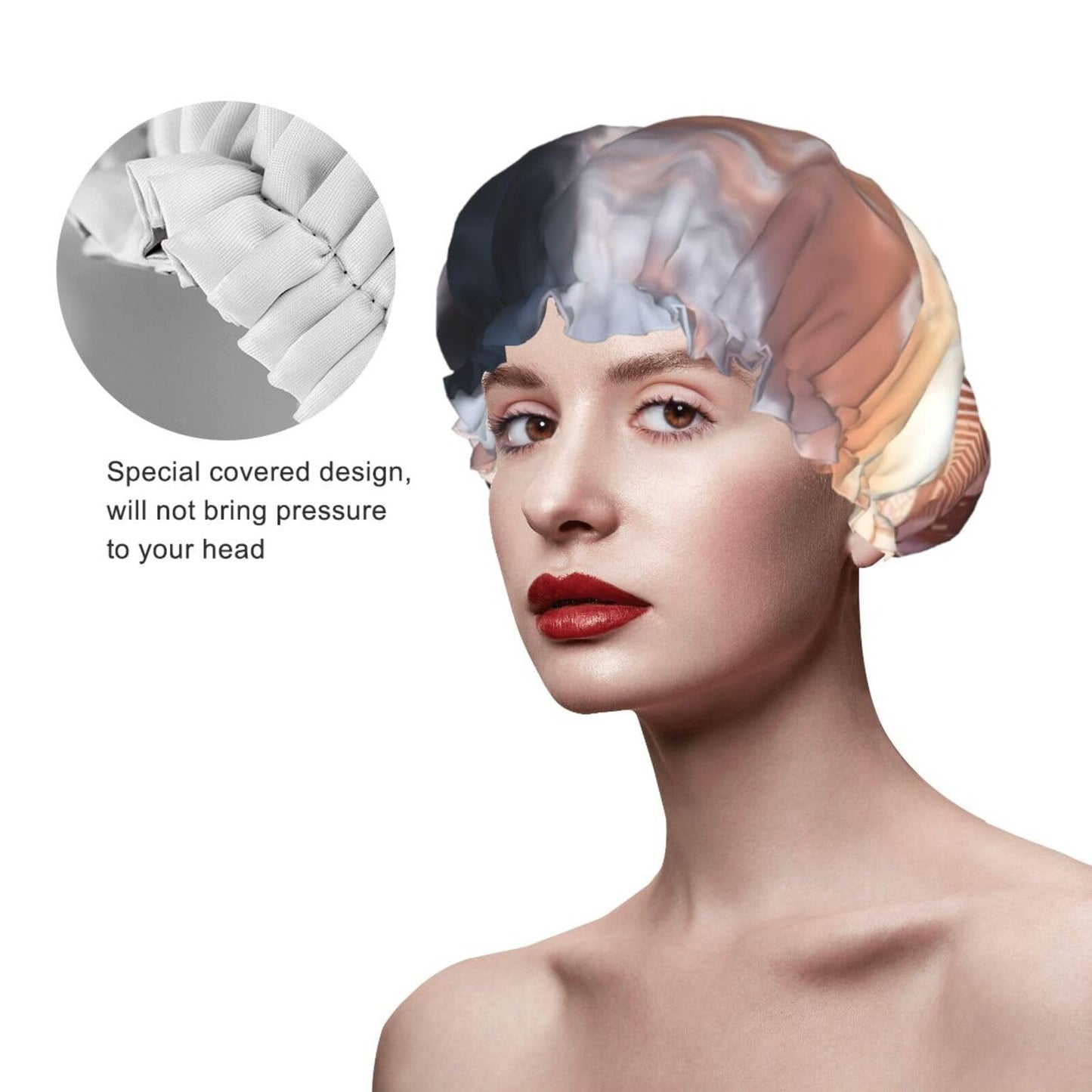 Steam Train Depart Sunset Shower Cap for Women Men Large Reusable Shower Bonnet Double-Layer Waterproof Bath Caps Elastic Band Hair Hat for All Beauty and Personal Care BWLHJKE