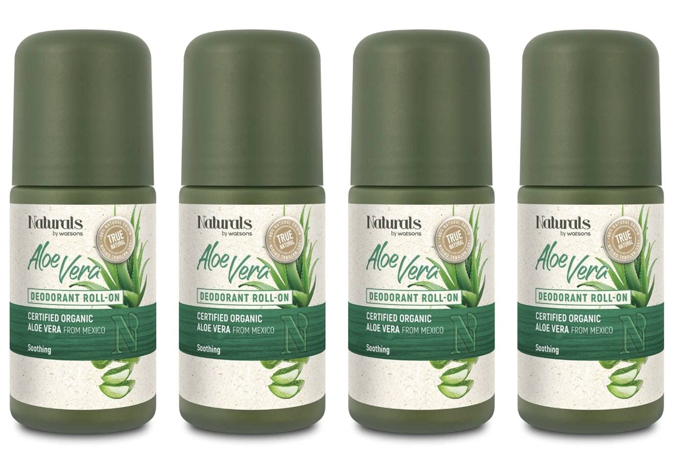 Naturals By Watsons True Natural Aloe Vera Deodorant Roll-On 1.69 Fl Oz. (Pack of 4) Beauty and Personal Care Naturals by Watsons