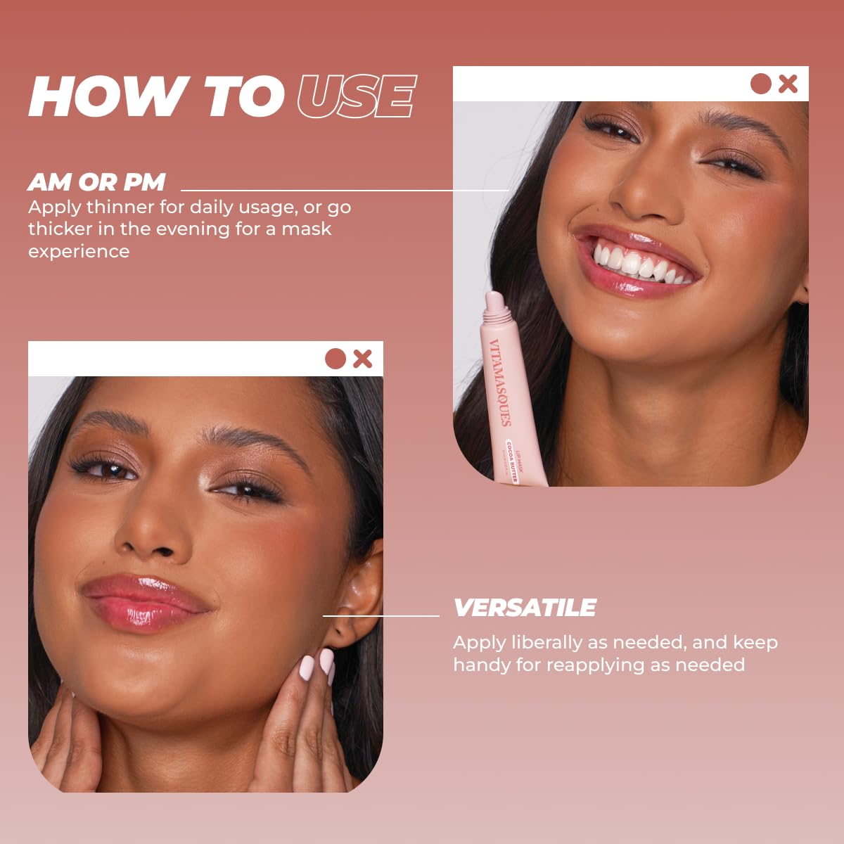Vitamasques Lip Mask - Hydrating Cocoa Butter Lip Balm Moisturizer with Vitamins & Natural Oil Hydrates, Nourishes & Plumps Lips Area - Korean Skin Beauty and Personal Care Vitamasques