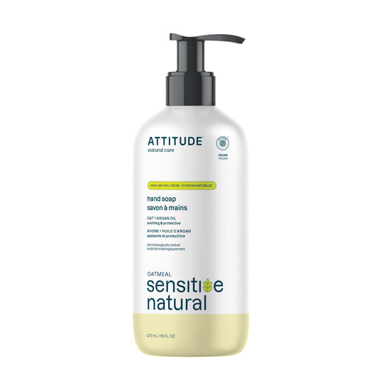 ATTITUDE Moisturizing Hand Soap for Sensitive Skin Enriched with Oat and Argan Oil, EWG Verified, Plant and Mineral-Based Ingredients, Vegan Beauty & Personal Care ATTITUDE