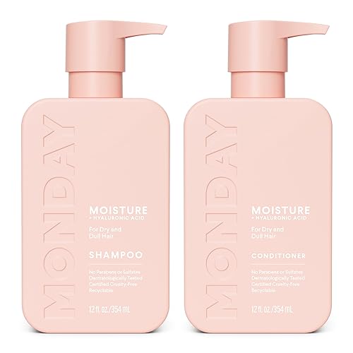 MONDAY HAIRCARE Moisture Shampoo + Conditioner Set for Dry, Coarse, Stressed, Frizzy Hair, Made with Coconut Oil, Rice Protein, Shea Butter Beauty & Personal Care MONDAY HAIRCARE