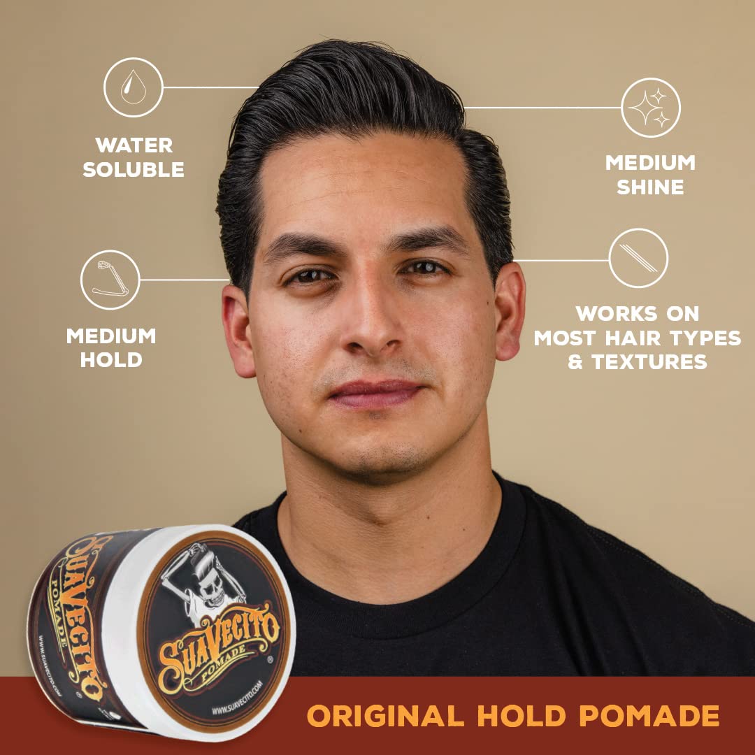 Suavecito Pomade Original Hold 4 oz, 3 Pack - Medium Hold Hair Pomade For Men - Medium Shine Water Based Wax Like Flake Free Hair Gel - Easy To Wash Beauty & Personal Care Suavecito