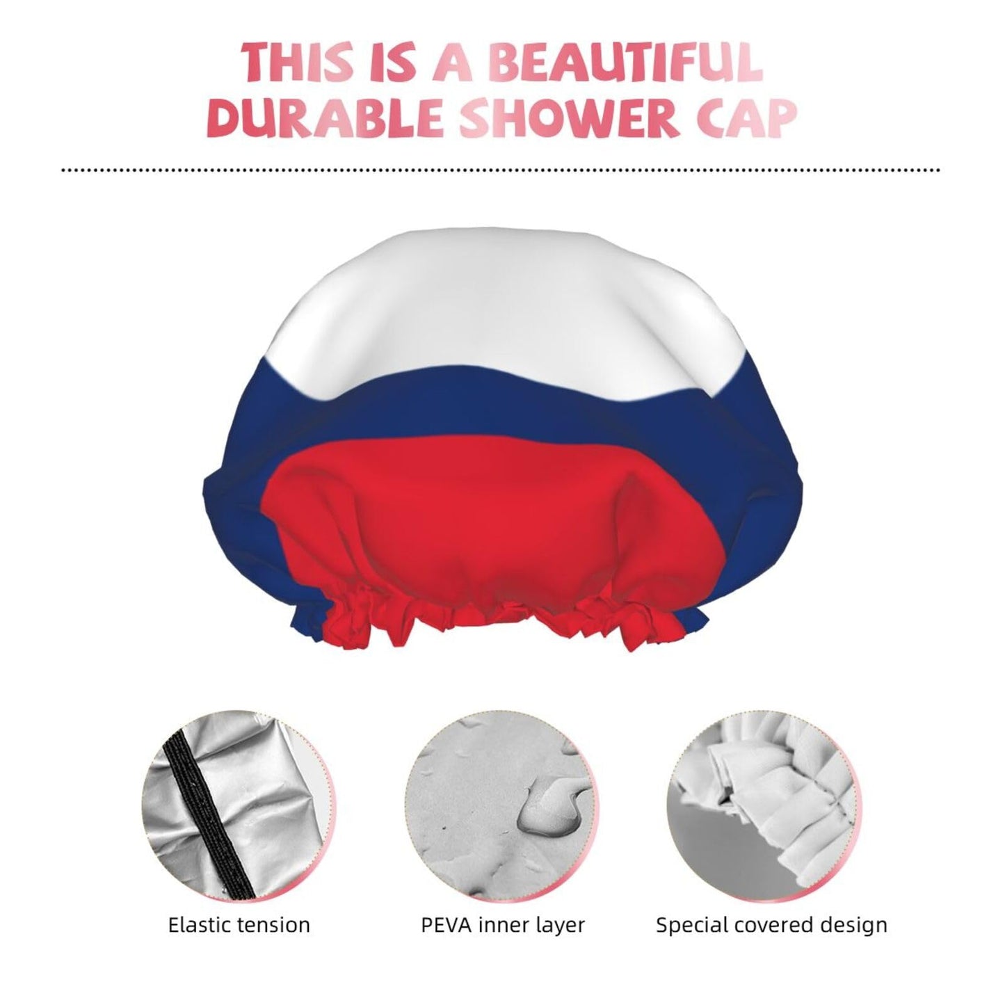 Laos Flag Prints Shower Cap Double Layer Lined Waterproof Bathing Shower Hat Beauty and Personal Care Hayyett