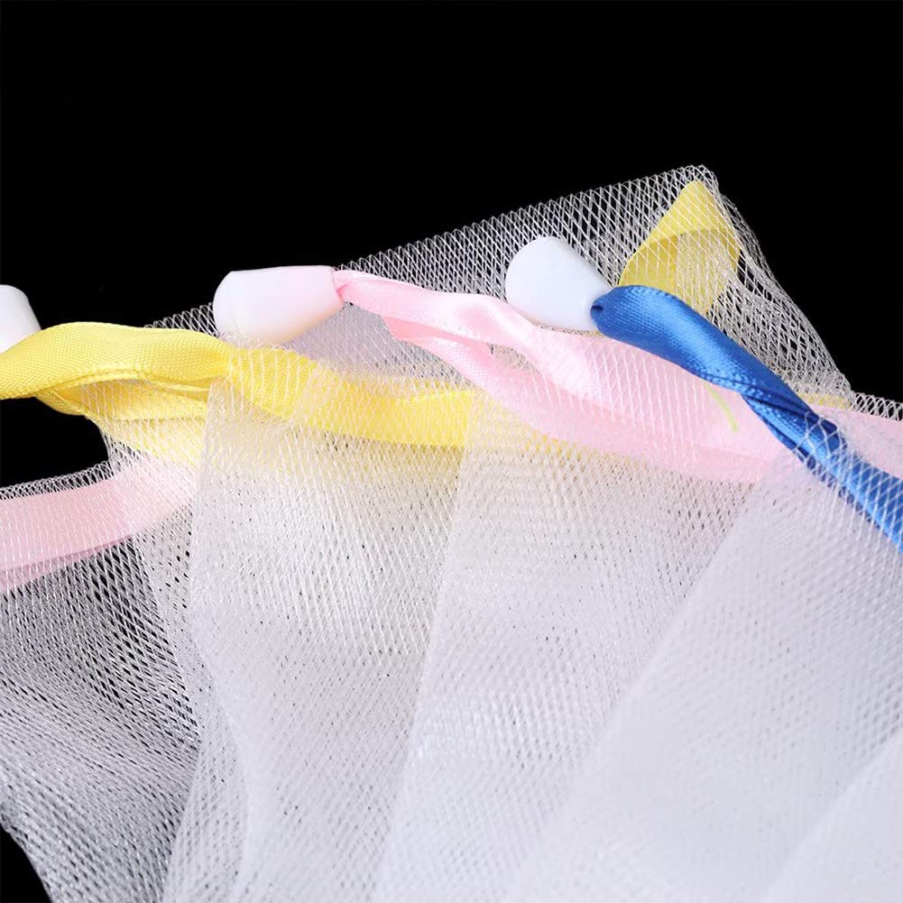 INVODA 20 PCS Soap Net Bag Double Layer Drawstring Soap Mesh Soft Bath Soap Net for Facial Body Exfoliation Cleaning Tool (Random Color) Beauty & Personal Care INVODA