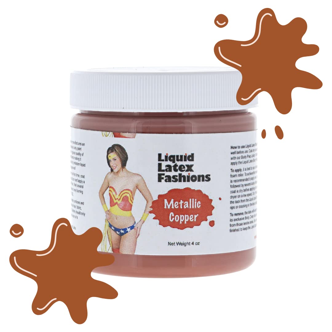 Metallic Copper 4 Fl Oz - Liquid Latex Face and Body Paint, Ammonia Free No Odor, Halloween Cosplay and Costumes Beauty & Personal Care Liquid Latex Fashions