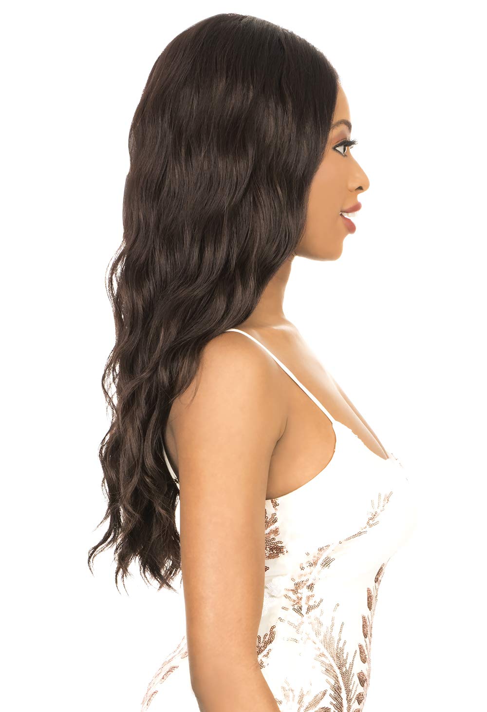New Born Free Magic Lace Front Wig Beautiful Long Length Wavy I & Free Part Style Looser Ends Synthetic High Heat Resistant Fibers - MLI320 (1B)