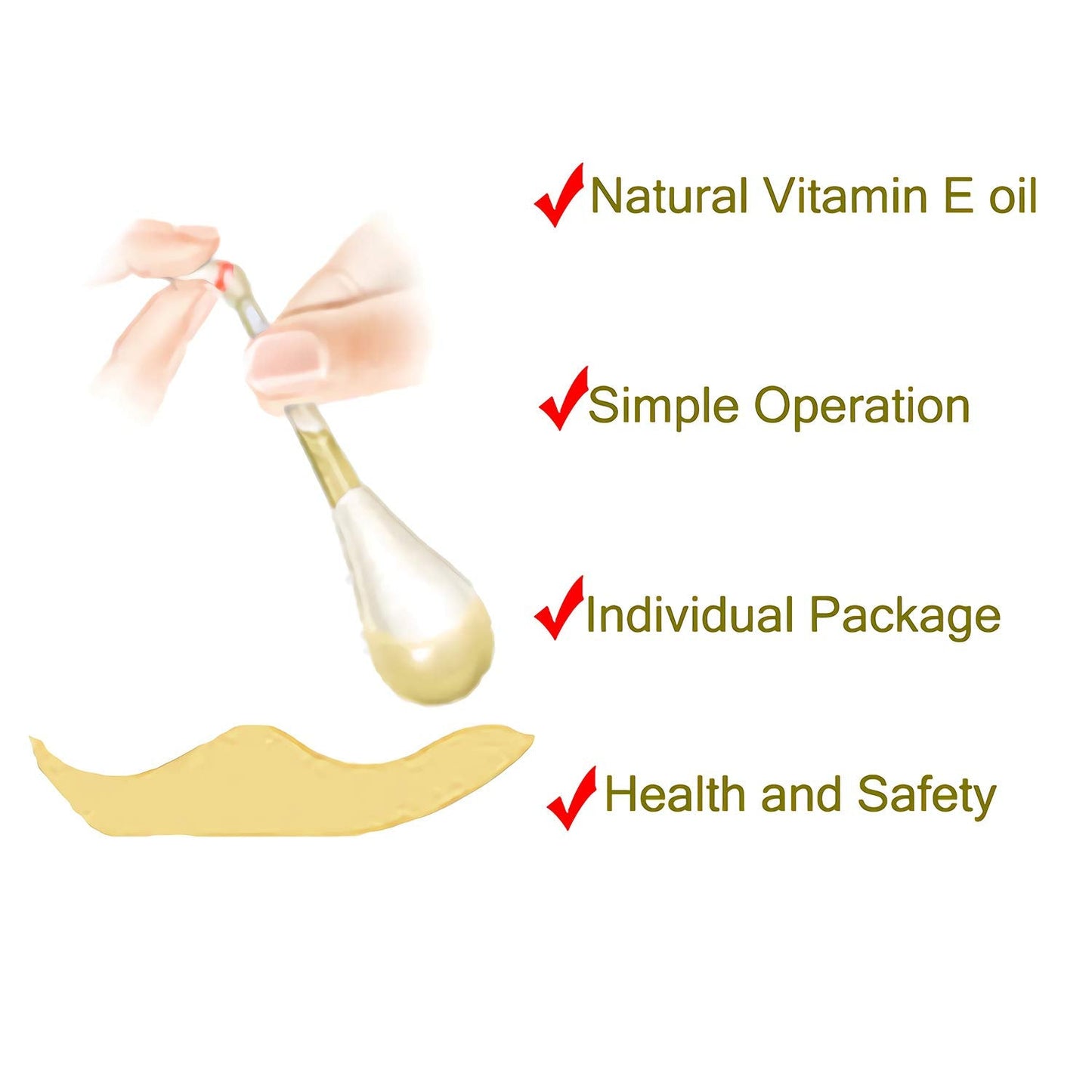 Teeth Whitening Vitamin E oil Applicators to Moisturizing & Healing Lip and Gum during, Smooth Skin & Improve Skin Resistance 100 pack Beauty and Personal Care HUNWEY