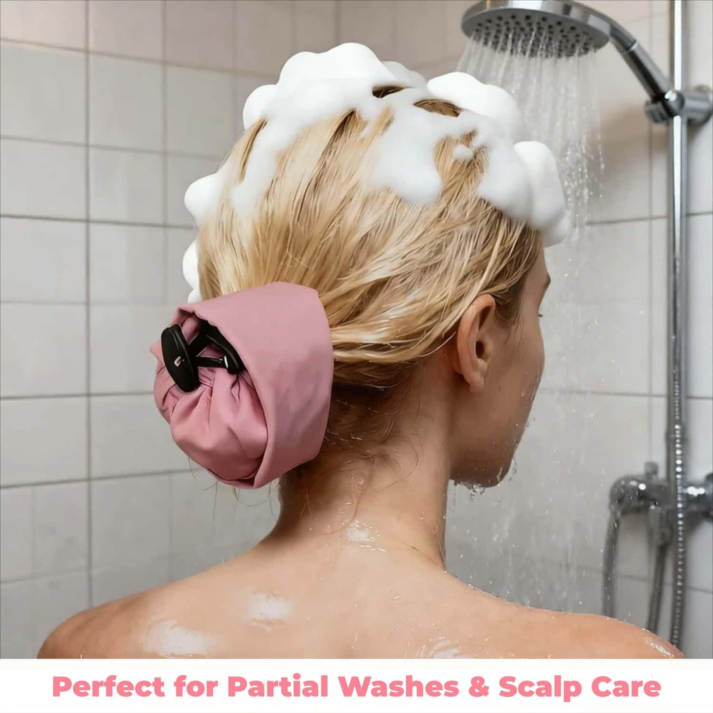 Huease Crown Washing Shower Cap Ponytail,Reusable Waterproof Hair Sleeve for Long Hair, Adjustable Shower Cap for Styled Long Curly Locs Braids, Beauty and Personal Care Huease
