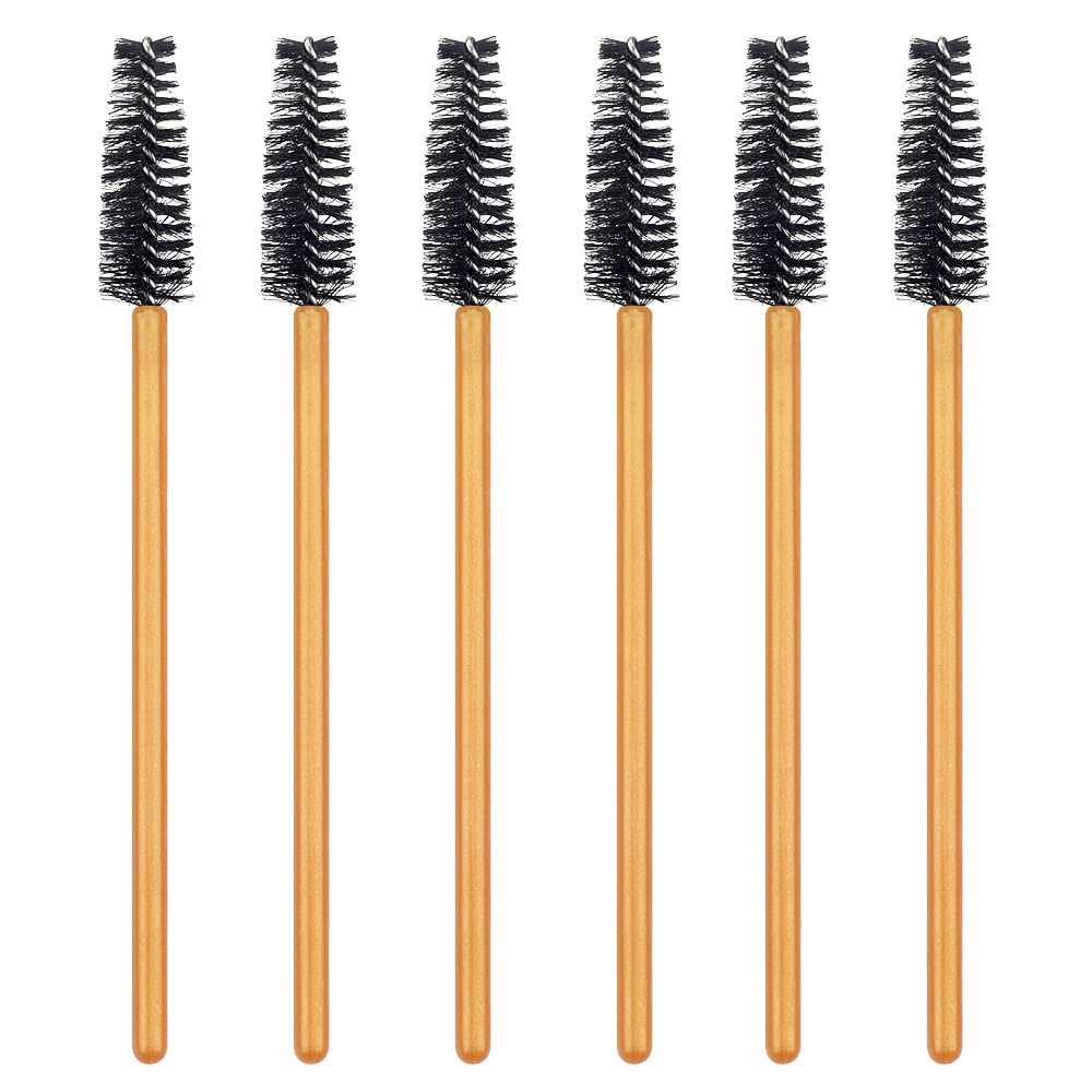300 Pack Mascara Wands Disposable Eye Lash Brushes Eyebrow Brush Applicator for Eyelash Extensions Makeup Brush Applicator Tools, Gold/Black Beauty & Personal Care Mekupeu