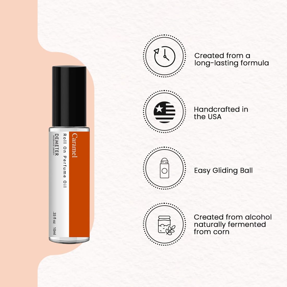 DEMETER Caramel Roll On Perfume Oil, 0.33 Oz, Long-Lasting Beauty & Personal Care DEMETER
