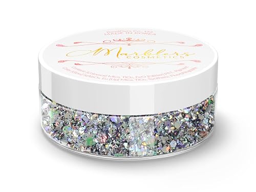 MARBLERS Mixed Shaped Face & Body Glitter [Gray] 0.18oz (5g) | Chunky | Chopped | Flake | Non-Toxic | Vegan | Cruelty-Free | Festival, Rave & Party Beauty & Personal Care MARBLERS