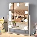 Vanity Mirror with Lights,Lighted Vanity Mirror with 9 Dimmable Bulbs for Dressing Room & Bedroom,3 Color Lighting,Modes Detachable 10x Magnification Beauty & Personal Care Kotdning