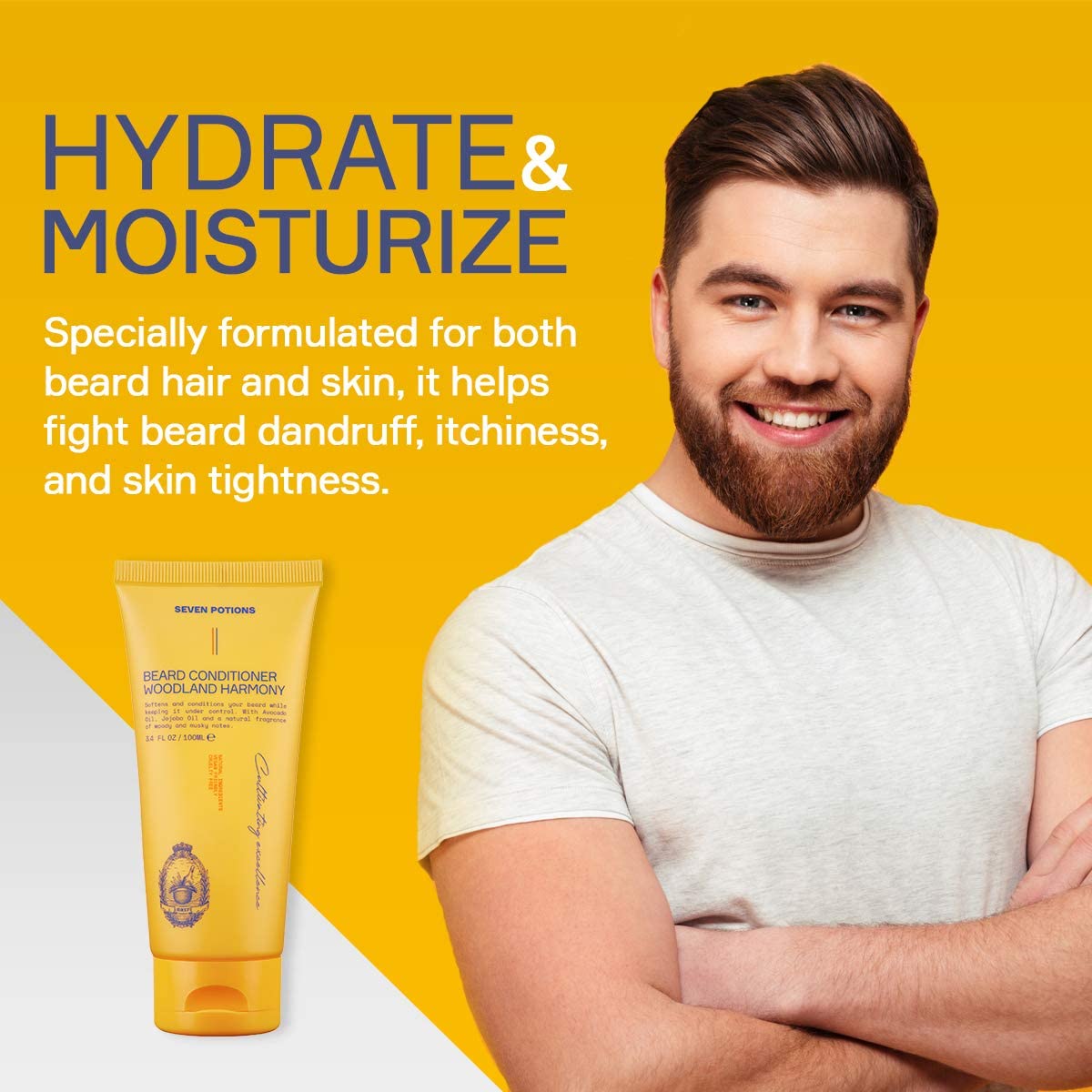SEVEN POTIONS Beard Conditioner for Men - Prevents Beard Itch and Dandruff - Natural, Vegan, Cruelty Free (Woodland Harmony, 3.4 FL OZ) Beauty and Personal Care SEVEN POTIONS