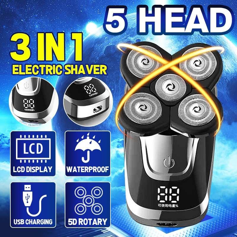 WTCBQC Head Shavers for Bald Men, 5 in 1 Electric Shaver USB Rechargeable IPX5 Multifunctional Grooming kit for Men Women Bald Head Polish Hair Beauty and Personal Care WTCBQC