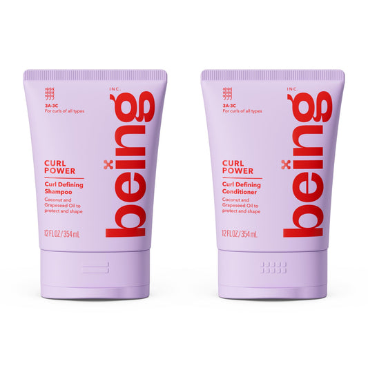 being CURL POWER Curl Defining Shampoo and Conditioner Set 354mL with Coconut and Grapeseed Oil Beauty & Personal Care BEING INC