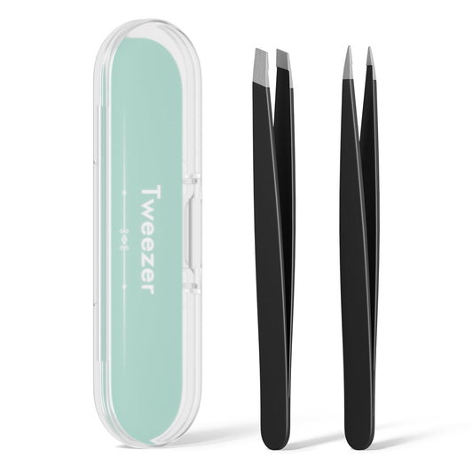 EZ2LIVE Tweezers for Women Facial Hair, Slant & Point Tip 2 Pack Eyebrow Tweezers for Men, Professional Tweezer Set Stainless Steel Precision Tweezers Beauty and Personal Care EZ2LIVE Default Title