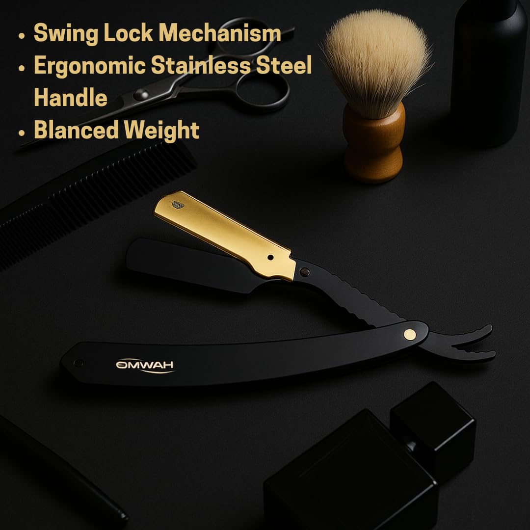 OMWAH - Professional Barber Straight Edge Razor (Swing Lock) Beauty and Personal Care OMWAH