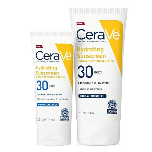 Cerave Sunscreen Bundle SPF 30 | Contains Mineral Sunscreen for Face SPF 30, 2.5 Ounce, and Mineral Body Sunscreen SPF 30, 5 Ounce 1 ea Beauty & Personal Care CeraVe