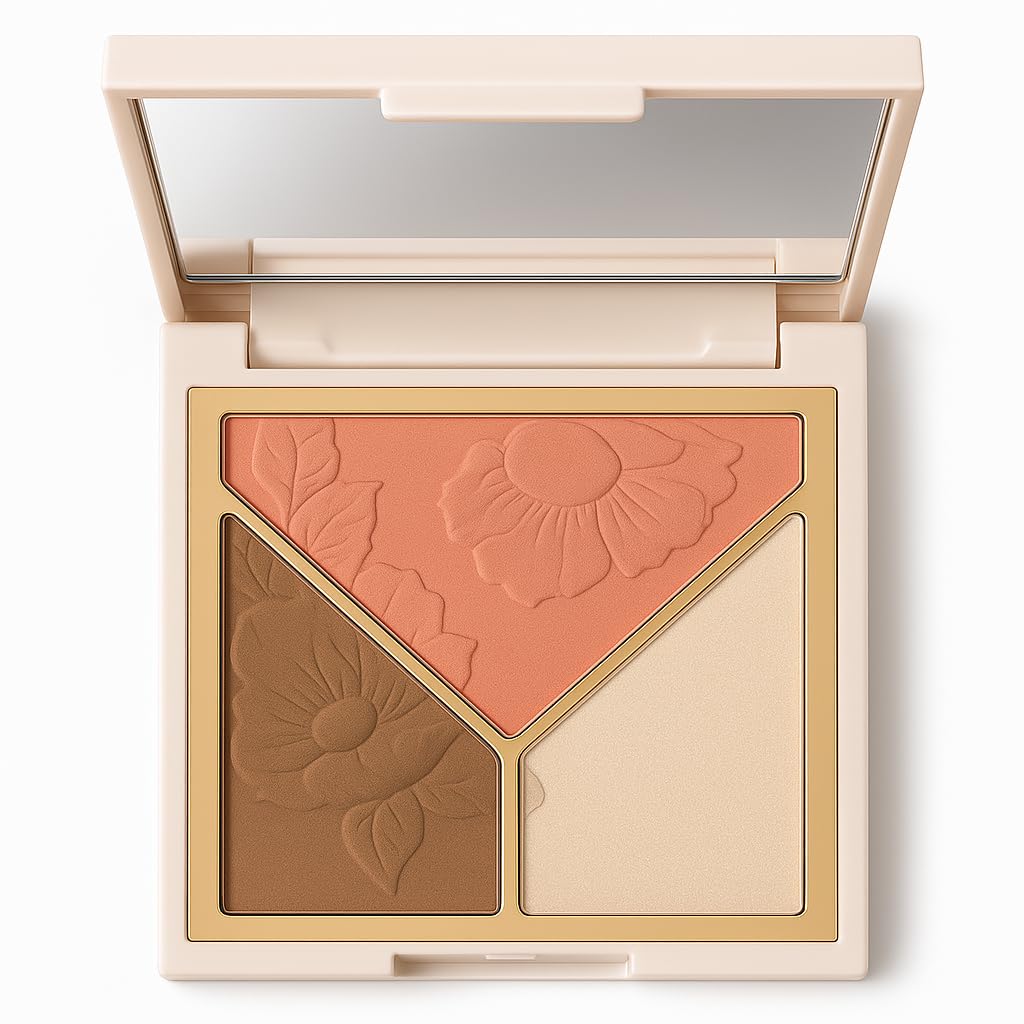 3-in-1 Highlighter Makeup Palette - Contour, Blush & Glow Kit with Matte & Shimmer Finish - Silky Pressed Powder for Face, Cheekbones, Eyes Beauty & Personal Care musoxian