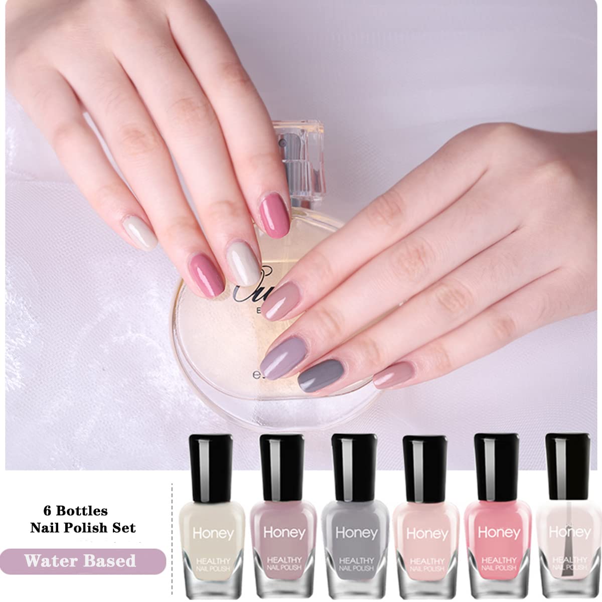 Tophany Non Toxic , Easy Peel Off and Fast Dry Nail Polish Set for Pack, Eco Friendly and Organic Water Based Nail Polish for Women and Girls (6 Beauty & Personal Care Tophany