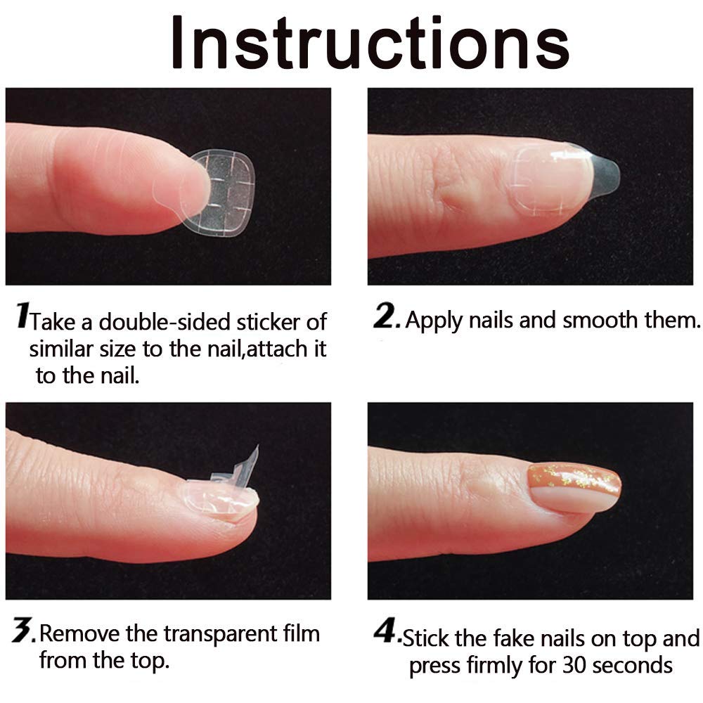 1200 Pcs 50 Sheets Double Side Glue Nail Sticker for Press on Nail Sticky Tabs,Waterproof Breathable False Nail Tips Jelly Adhesive Tabs Nail Glue Beauty & Personal Care mwellewm