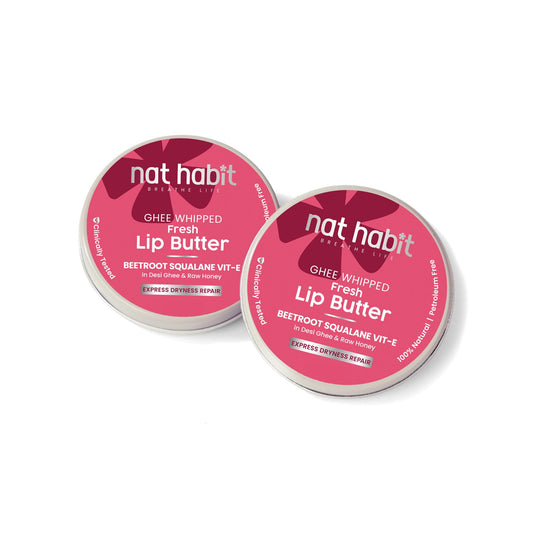 Nat Habit Lip Balm Fresh Beetroot Crush, Lip Butter With Desi Ghee & Raw Honey, For Natural Pink Lips, Nourishment, Pack of 2 x 10g Beauty and Personal Care Nat Habit