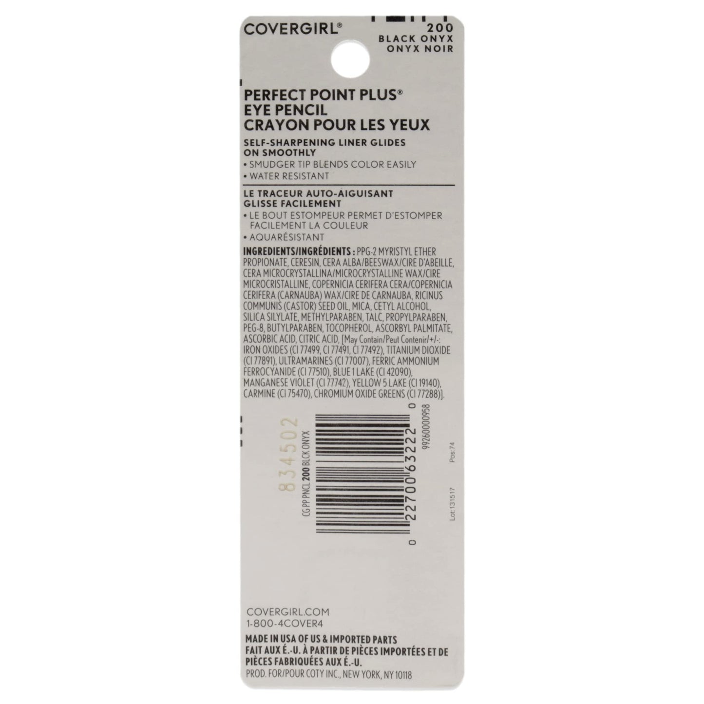 COVERGIRL Perfect Point Plus Eyeliner Pencil, Black Onyx Pack of 1, Long-Lasting, Versatile Black Eyeliner, Soft Smudging Tip, No Sharpening Needed Beauty & Personal Care COVERGIRL