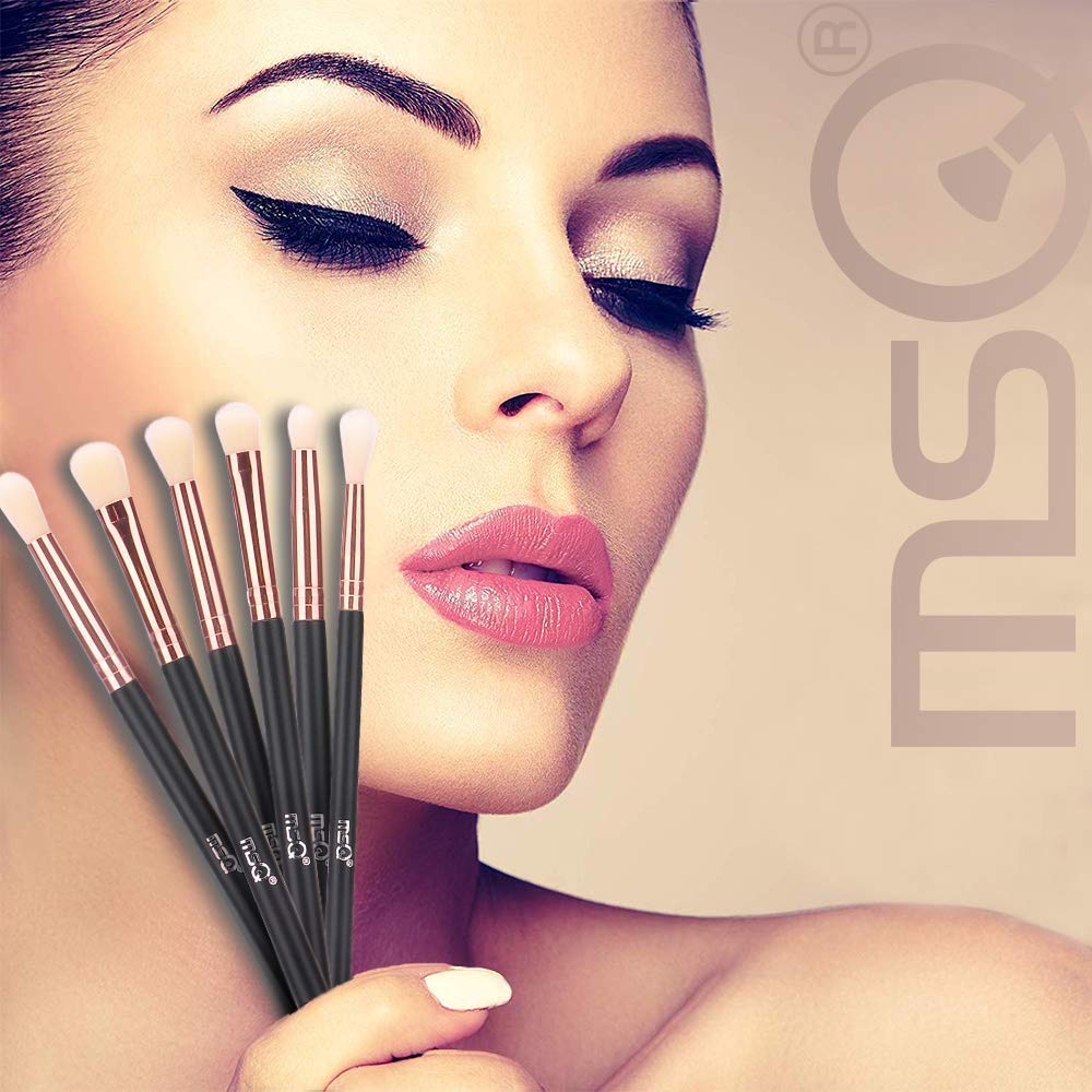 MSQ Eye Brush Set Rose Gold 6pcs Eyeshadow Set Eyebrow Brush Makeup Brushes Eyeliner Brush for Eyeshadow, Eyebrow, Eyeliner, Blending, Concealer, Best Beauty & Personal Care MSQ