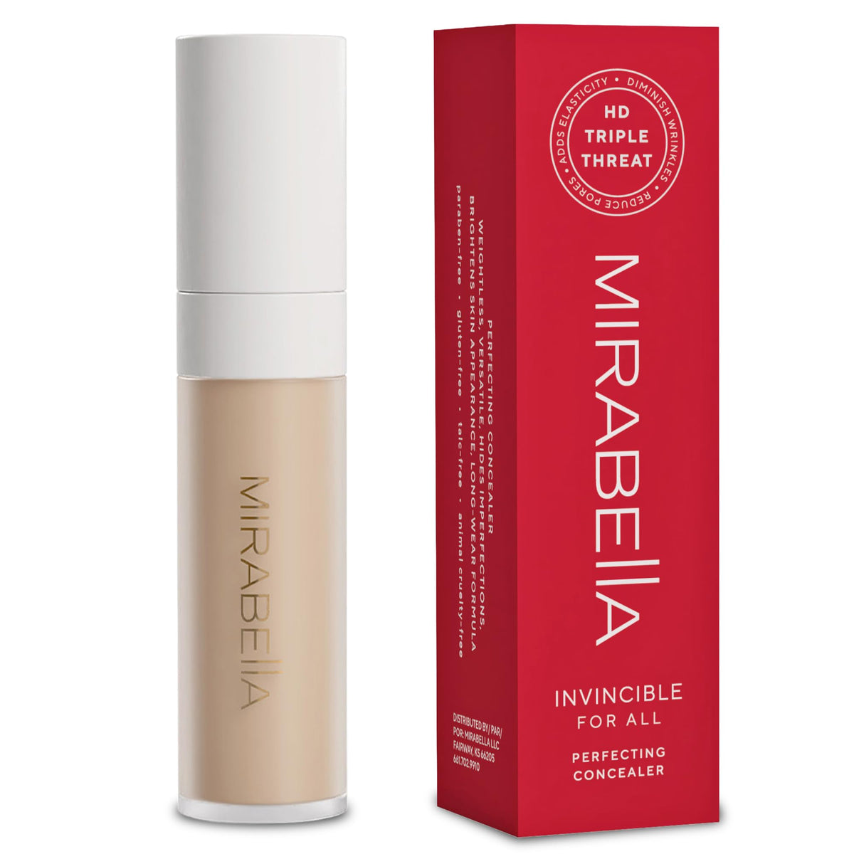 Mirabella Invincible For All Perfecting Under Eye Concealer Full Coverage - Hydrating Makeup Concealer for Dark Circles, Fine Lines & Wrinkles Beauty & Personal Care Mirabella