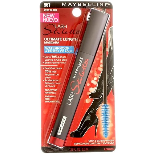 Maybelline New York Lash Stiletto Ultimate Length Waterproof Mascara, Very Black [961] 0.22 oz ( Pack of 2) Beauty & Personal Care MAYBELLINE