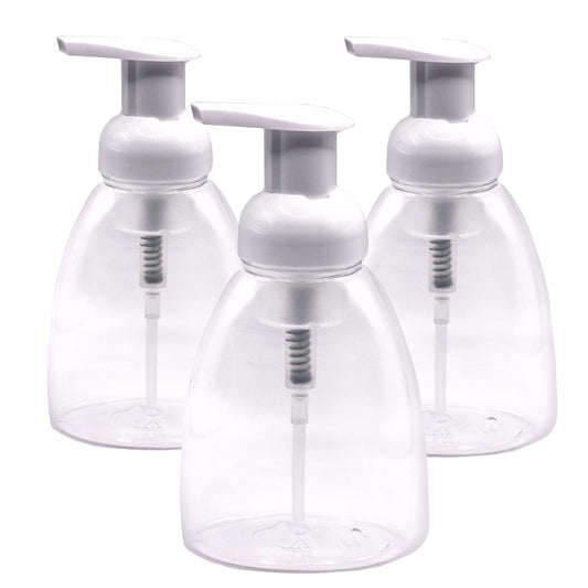 Clear Foaming Soap Dispensers 250ml (8.5oz) – Refillable Plastic Pump Bottles for Bathroom, Compatible with Dr. Bronner’s, 3 Pack Beauty & Personal Care Bay State Importers