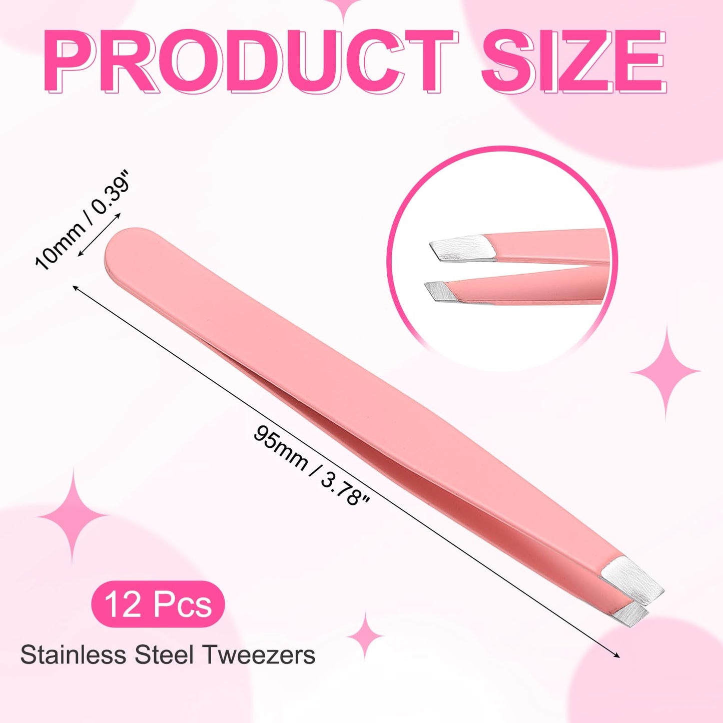 HARFINGTON 12Pcs Eyebrow Tweezers Set Stainless Steel Slanted Tip Beauty Tweezers Hair Plucking Casual Beauty Tools for Facial Hair Eyebrow, Pink Beauty and Personal Care HARFINGTON